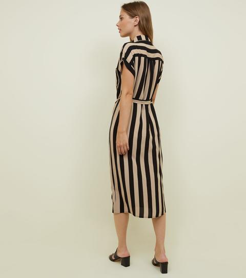 Black Stripe Midi Shirt Dress New Look