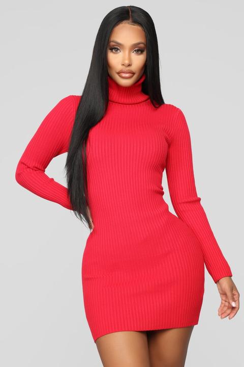 My Favorite Sweater Dress - Red