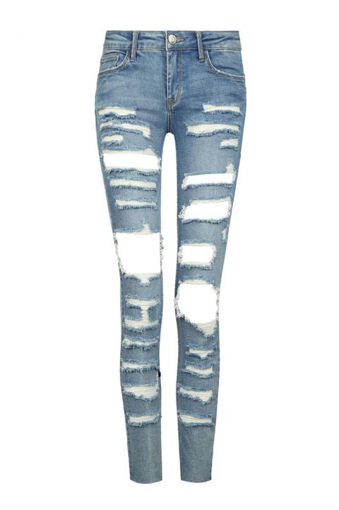 Jeans Skinny Blu Strappati