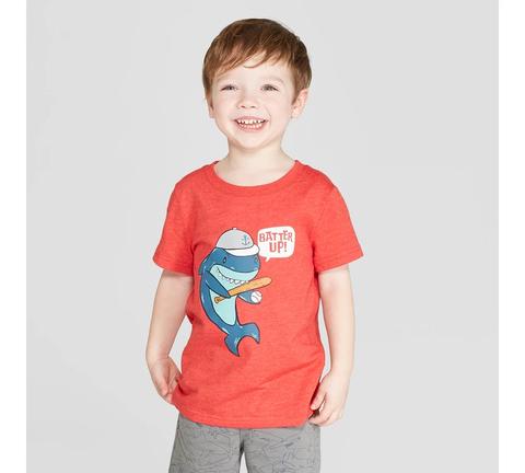 Toddler Boys' Short Sleeve Baseball Shark T-shirt - Cat & Jack™ Red