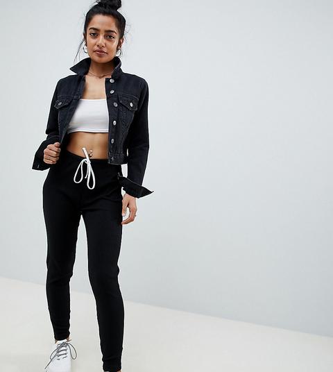 Asos Design Petite Slim Joggers In Rib