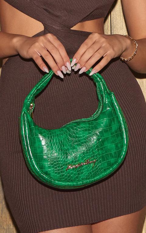 Prettylittlething Green Pu Croc Mini Grab Bag