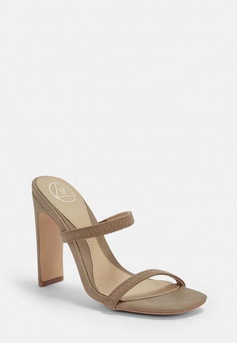 Taupe Sporty Double Strap Mules, Stone
