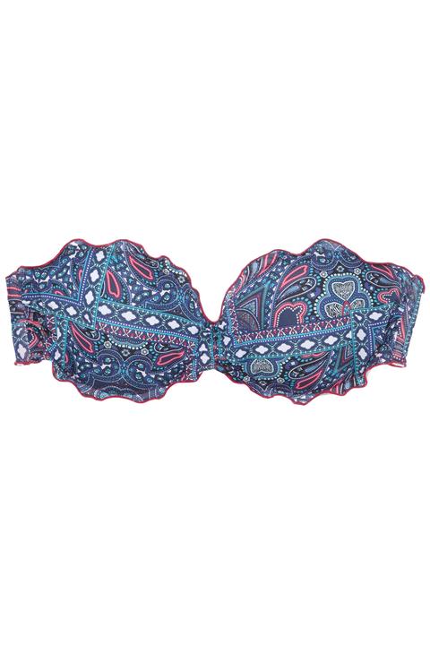 Bikini Bandeau Relleno Frunce Paisley Patch