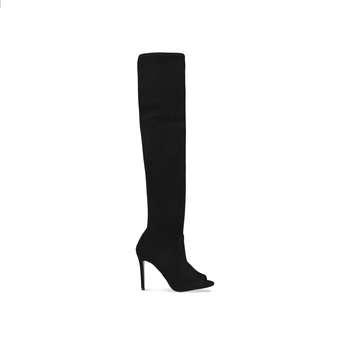 Carvela Sculpt - Black Stiletto Heel Peep Toe High Leg Boots