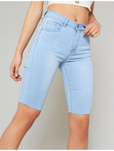 blue denim cycling shorts