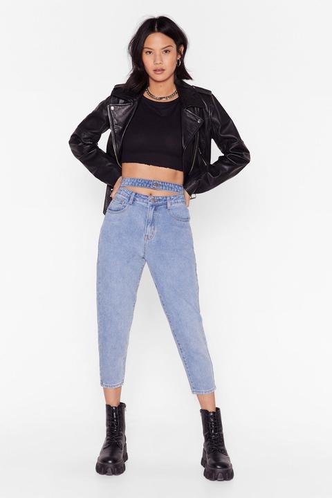 Womens Waist Not Strappy Mom Jeans - Bleu - 38, Bleu