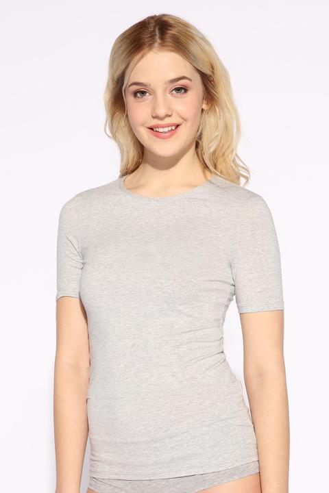 T-shirt Girocollo In Cotone Elasticizzato