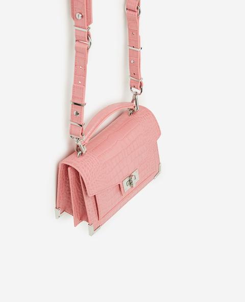 Sac Emily Mini Façon Croco Rose