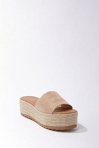 Forever 21 Faux Suede Espadrille Sandals Natural