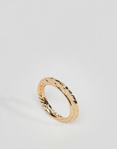 Anillo Con Banda Doble Y Detalle Repujado En Dorado De Asos Design