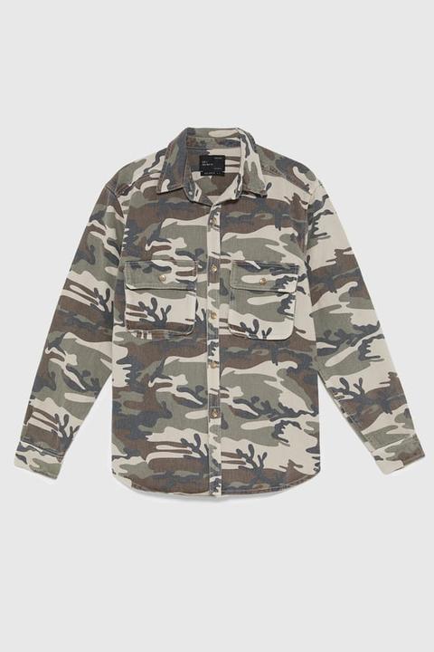 Denim-hemd Mit Camouflage-print