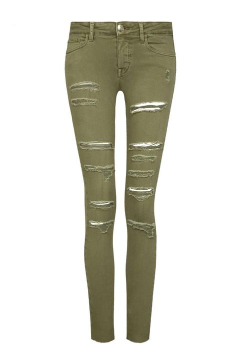 Pantaloni Verde Militare Destroyed