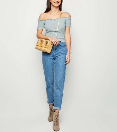 mint green bardot top