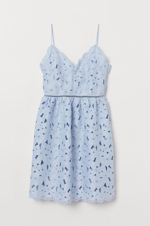H & M - Abito In Pizzo Con Scollo A V - Blu