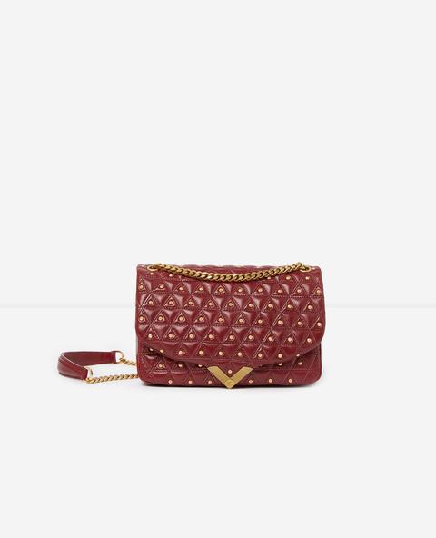 Sac Medium Stella By The Kooples Cuir Bordeau Studs Dorés