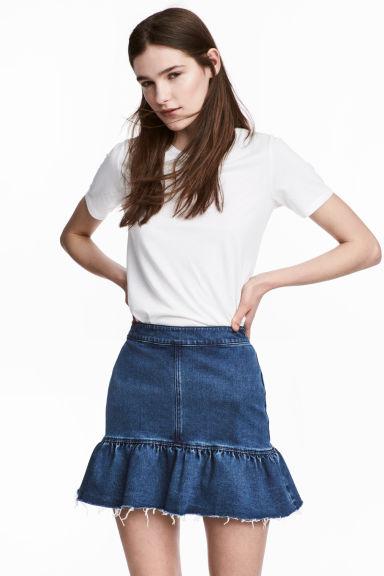 Denim Skirt With A Flounce