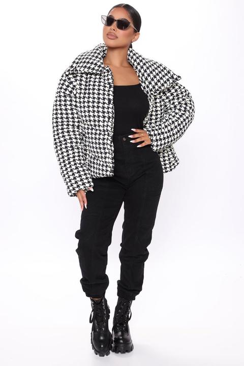 houndstooth puffer jacket