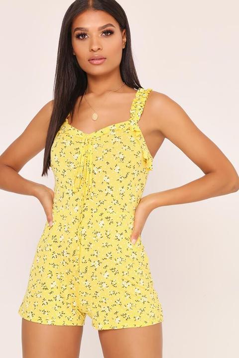 yellow floral playsuit