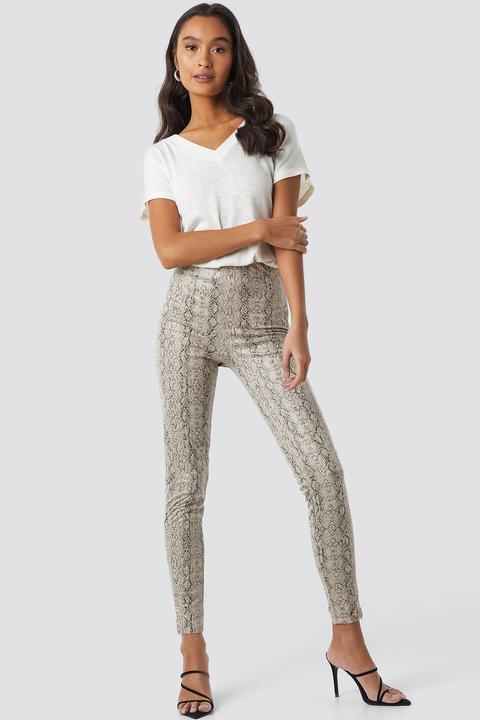 Skinny Snake Skin Pants Beige