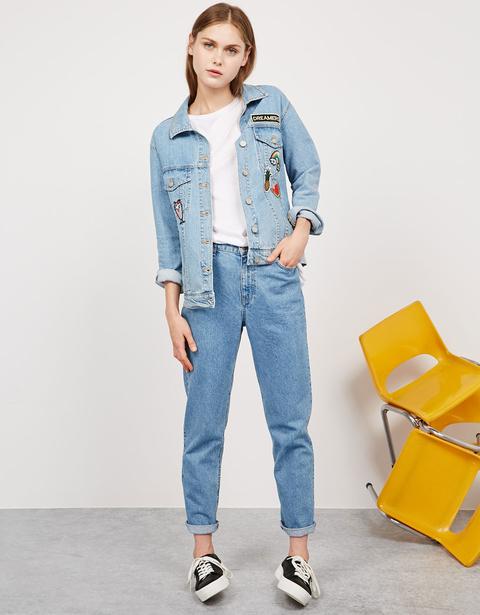 Giubbotto Oversize In Denim Con Toppe