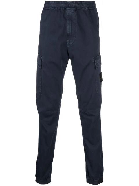 Stone Island Pantalones Cargo Con Parche Del Logo - Azul