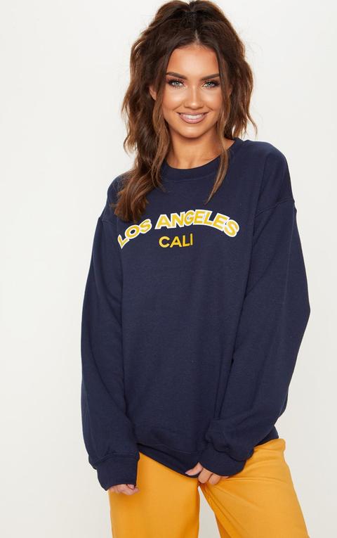 Navy Los Angeles Slogan Sweater, Blue