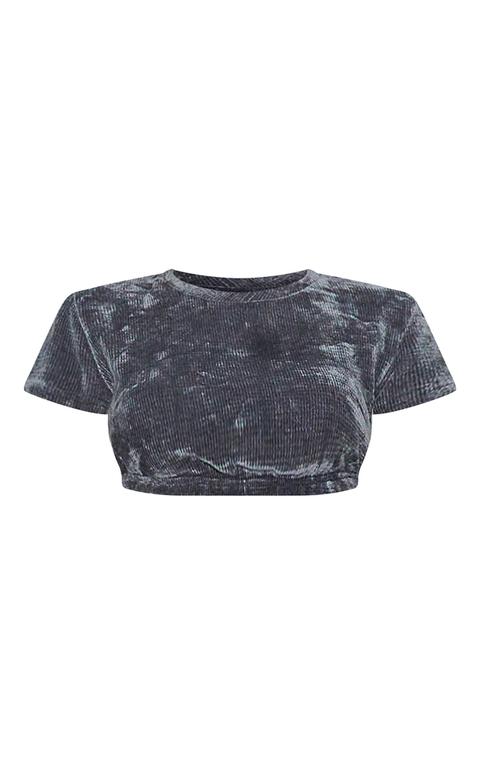 Charcoal Mix And Match Luxe Rib Velour Pj Top