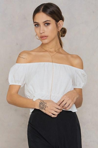Lucca Couture Back Lace Up Crop Top - White