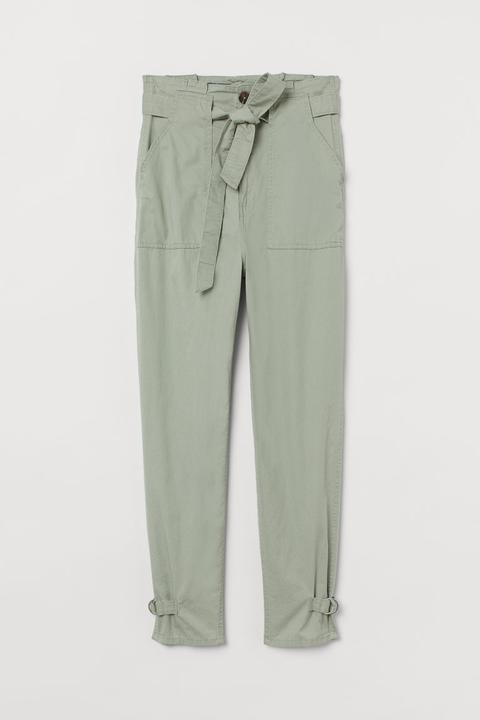 Pantalón Con Cinturón Anudado - Verde