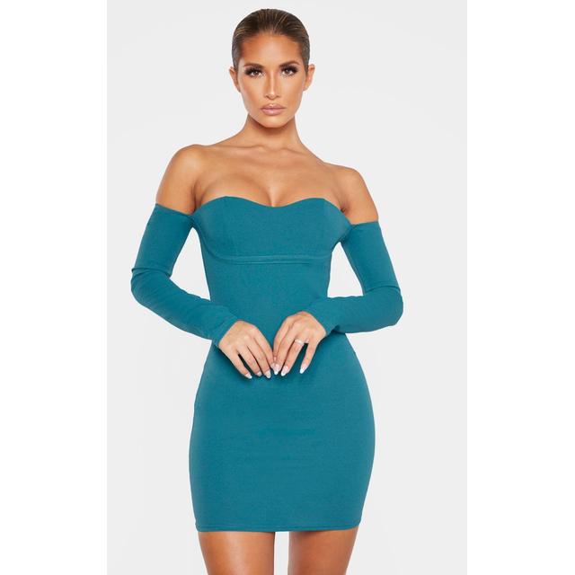 teal bardot dress