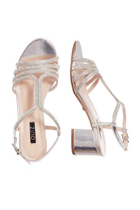 quiz silver block heel sandals