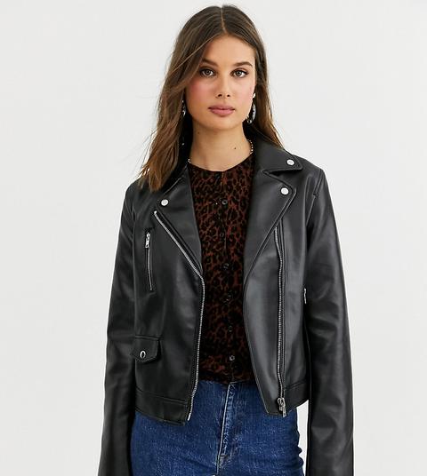 Asos Design Tall Ultimate Faux Leather Biker Jacket In Black from ASOS ...