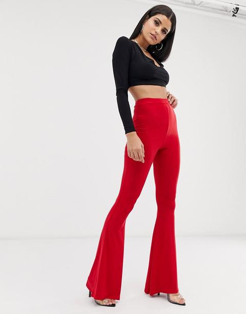 Fashionkilla Tall - Pantaloni A Zampa Rossi - Rosso