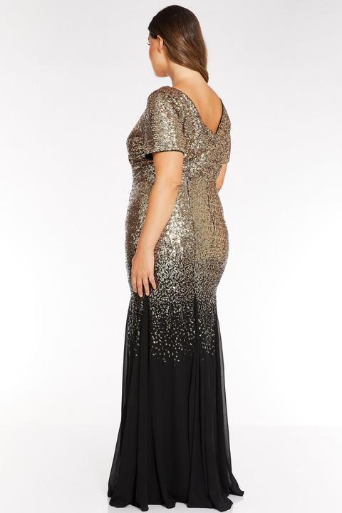 quiz black and gold sequin maxi dress