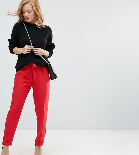 Pantalones De Pinzas Tejidos Con Lazada Obi De Asos Petite