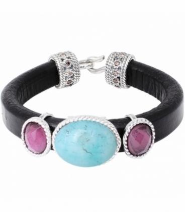 Pulsera Cuero 10 Mmtos Tervium Y Turquesa Nat