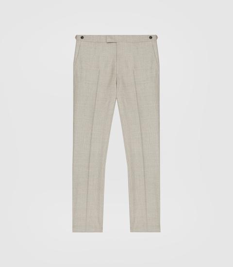 Reiss Capri - Wool Cashmere Slim Fit Trousers In Oatmeal
