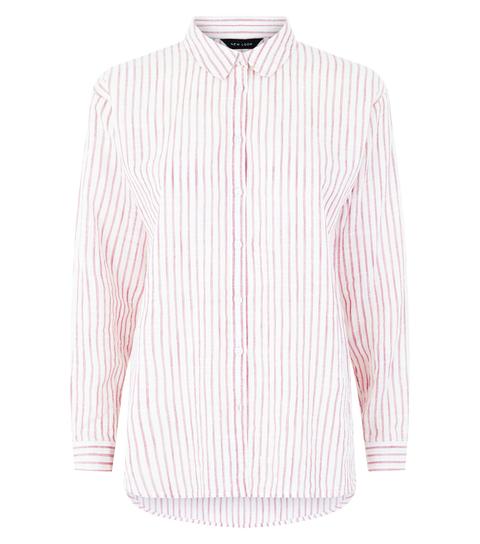 Red Stripe Drop Sleeve Shirt New Look