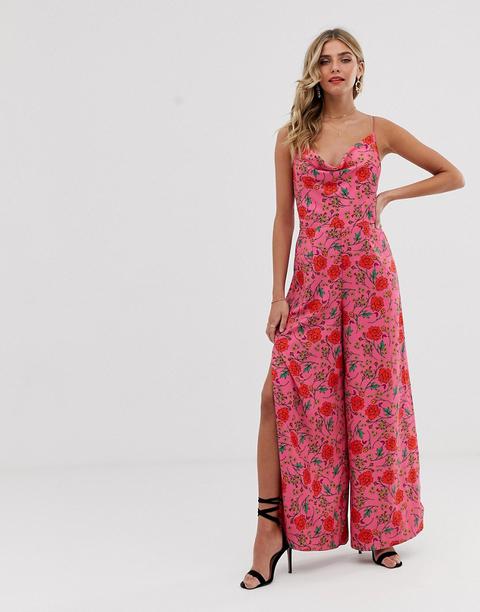 Finders Keepers Hana Floral Wide-leg Jumpsuit-pink