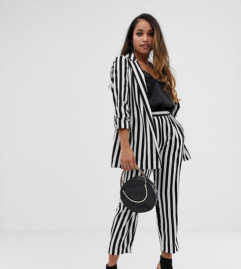Asos Design Petite - Pantaloni Affusolati A Righe Bianche E Nere - Multicolore