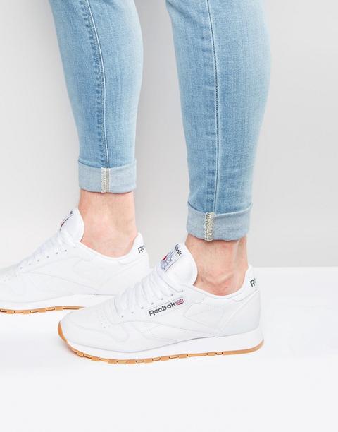 Zapatillas De Deporte De Cuero Blancas Con Diseño Clásico 49799 De Reebok-blanco