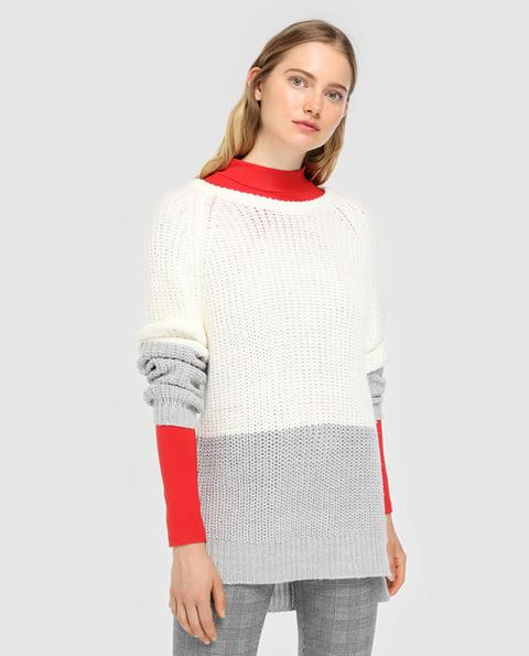 Easy Wear - Jersey De Mujer Color Block Con Cuello Redondo