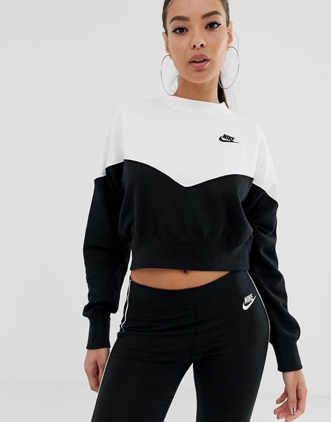 Nike Heritage Black And White Colourblock Sweatshirt