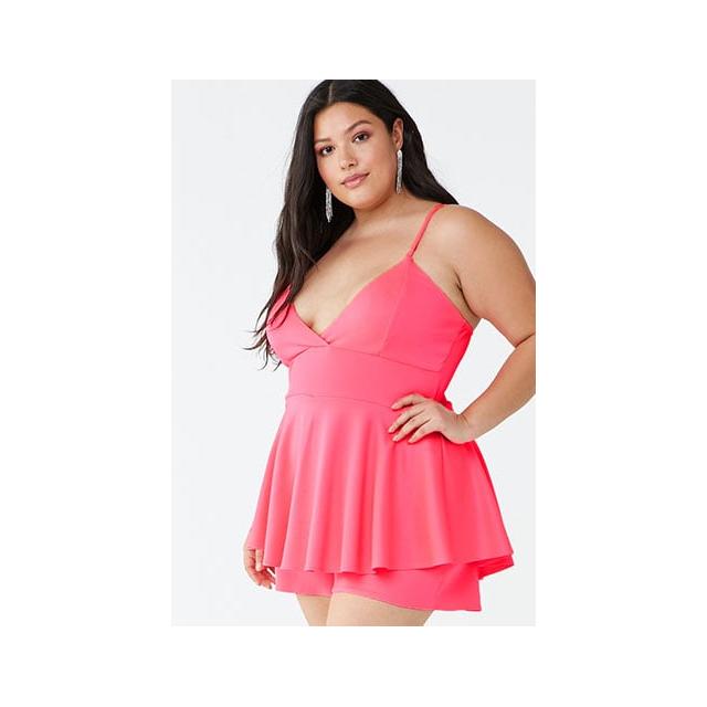 Flare Skort Romper , Neon Pink 