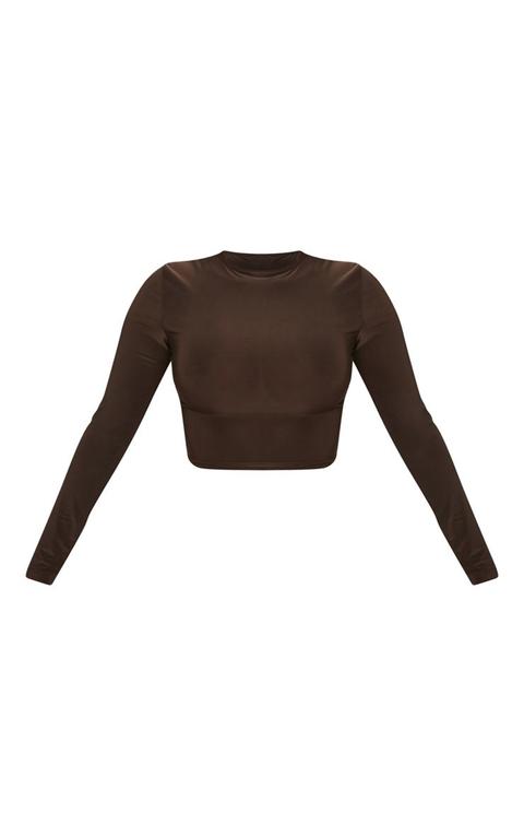 brown crop long sleeve