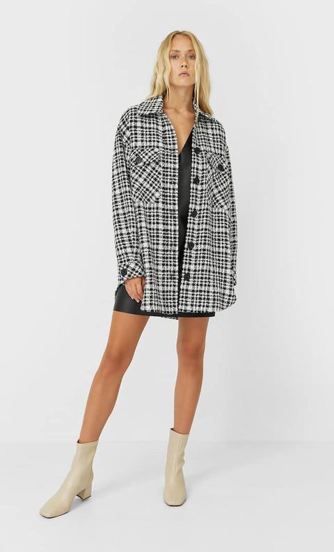 Stradivarius Surchemise À Carreaux Femme Écru Xs