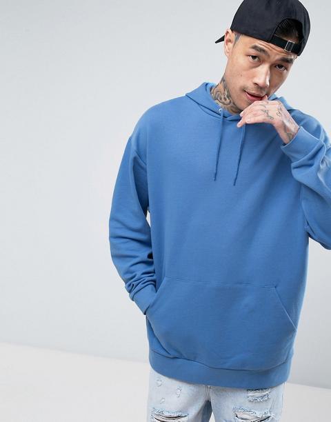 Asos - Felpa Oversize Blu Con Cappuccio - Blu