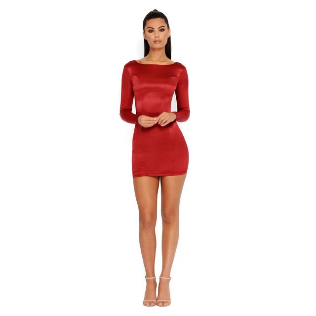 oh polly red satin mini dress