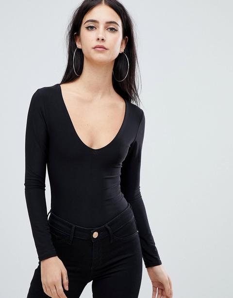 Body Con Escote Delantero En Negro De Fashionkilla
